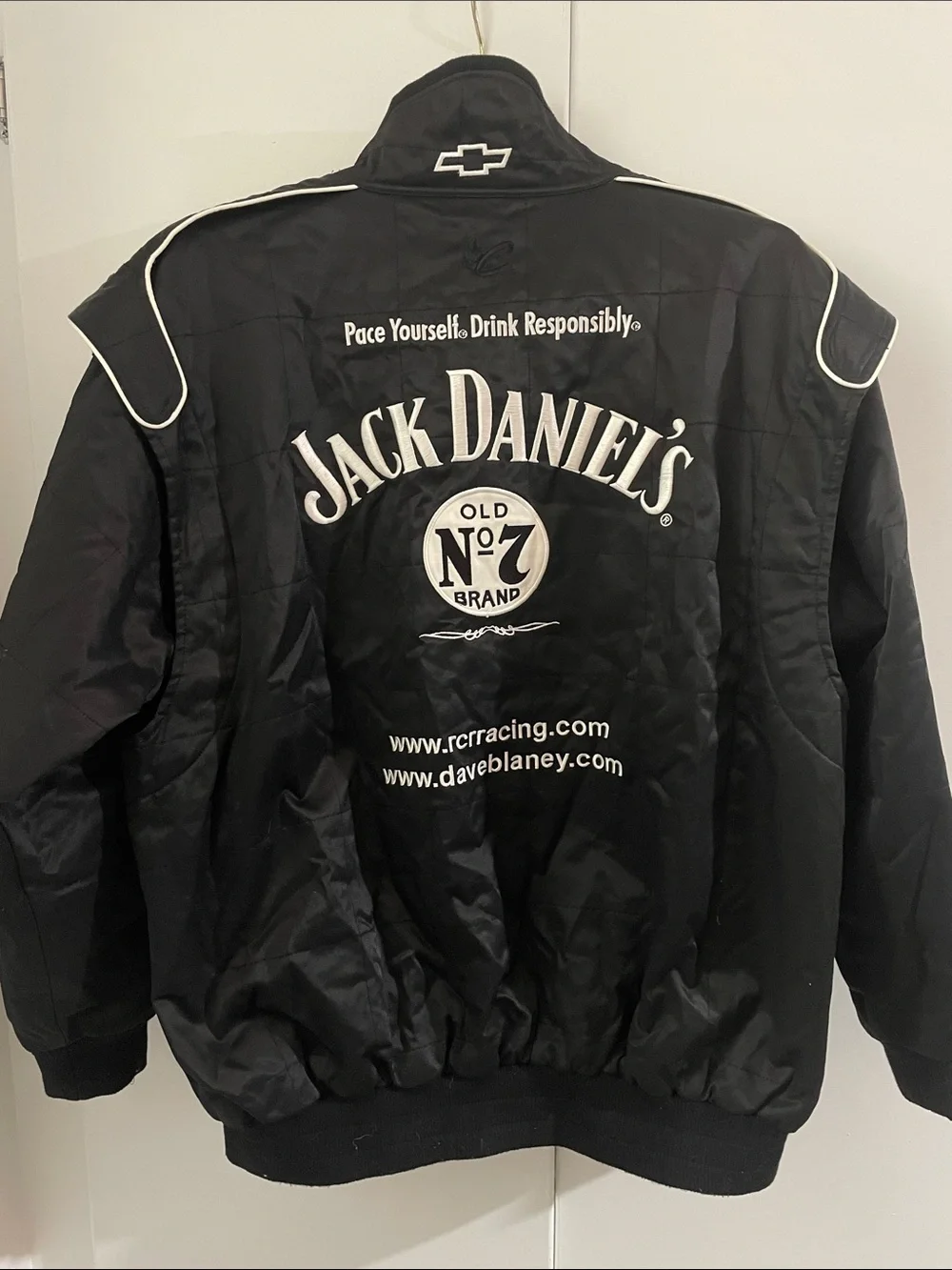 Chase Authentics Black Jack Daniel's Racing Bomber Jacket with Patch Logos